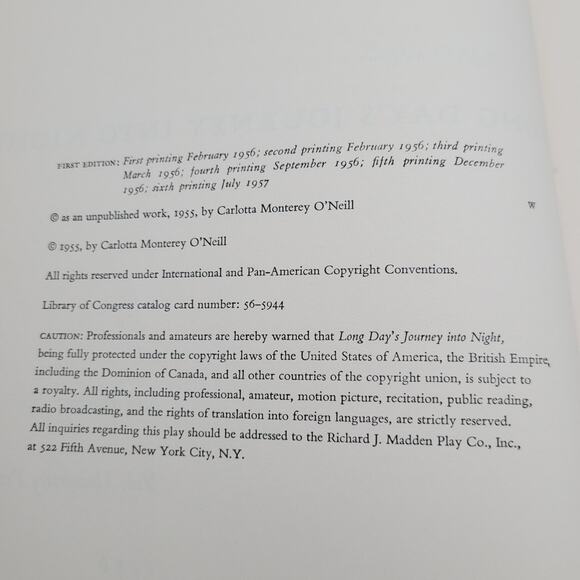 Long Days Journey Into Night Hardcover Book 1957 - Picture 3 of 13